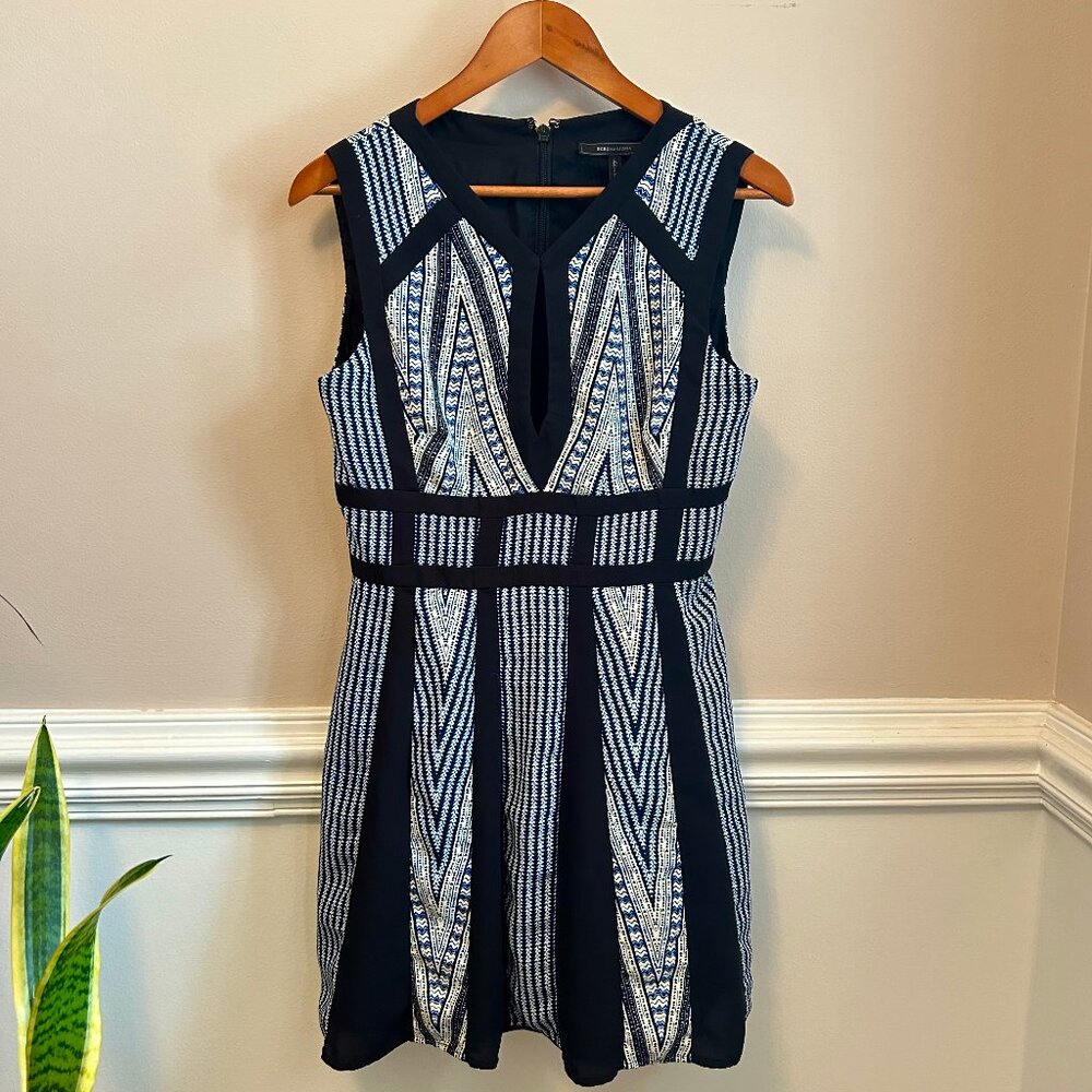 NEW with Return Tag BCBGMaxAzria Perla Dress Sleeveless Blue White Black Size 8 - Picture 3 of 12
